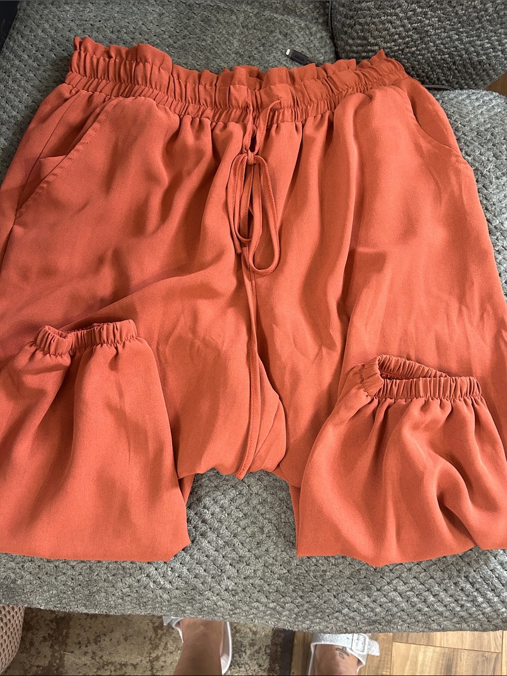 Rust Orange Drawstring Pants